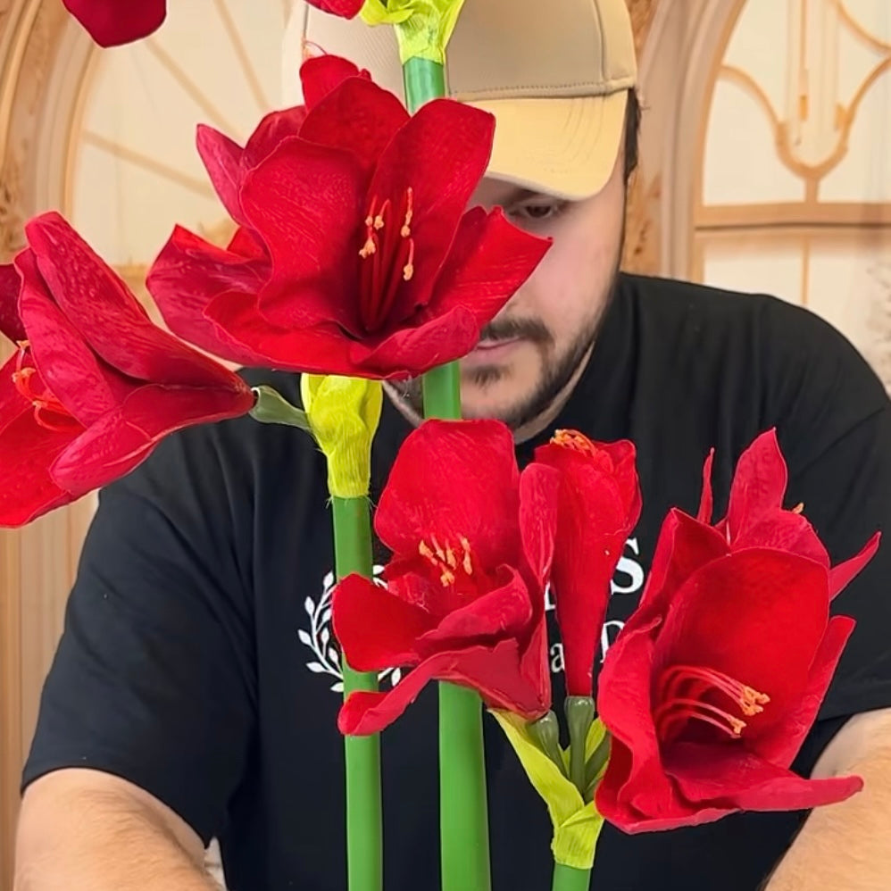 30" Velvet Natural Amaryllis Stem