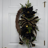 Black & Gold Poinsettia Wreath Kit