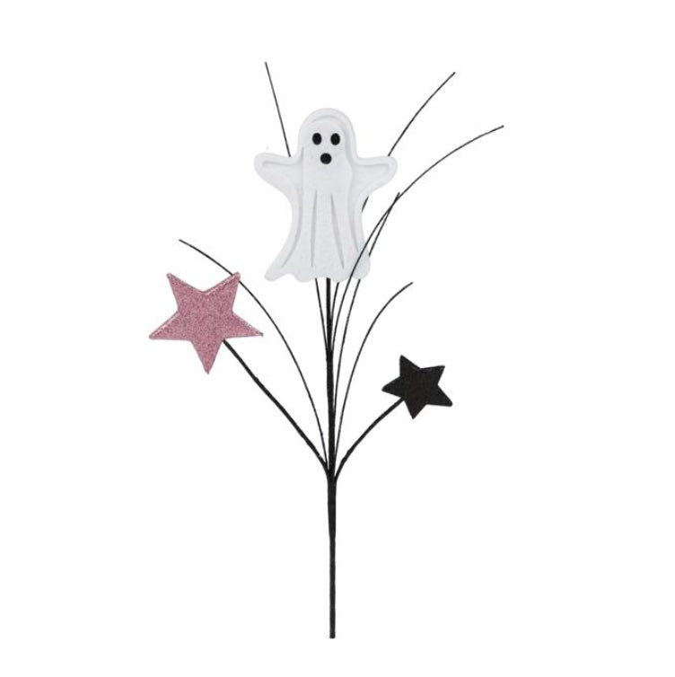 12.5"L Glitter Ghost/Star/Grass Pick