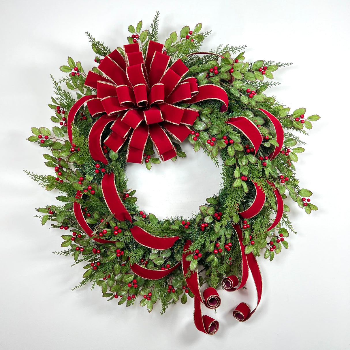 Holly Red Velvet Wreath (Completed Design)
