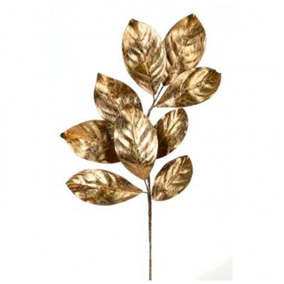 24" Metallic Magnolia Leaf Spray