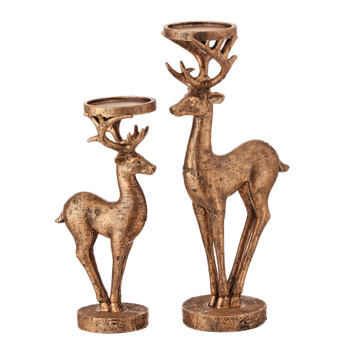 12-16" Resin Deer Candle Holders Set/2