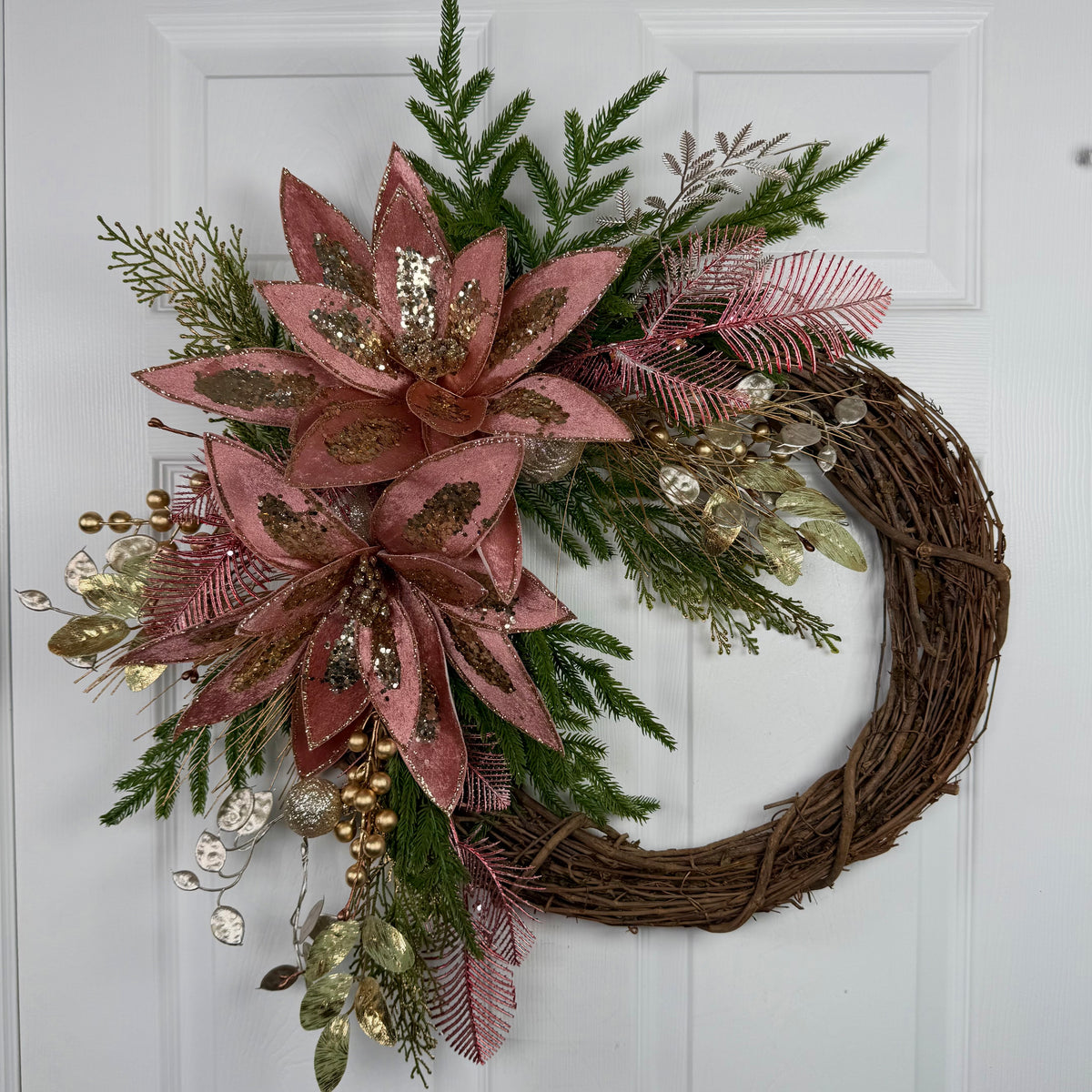 Rose Gold Poinsettia Wreath Kit