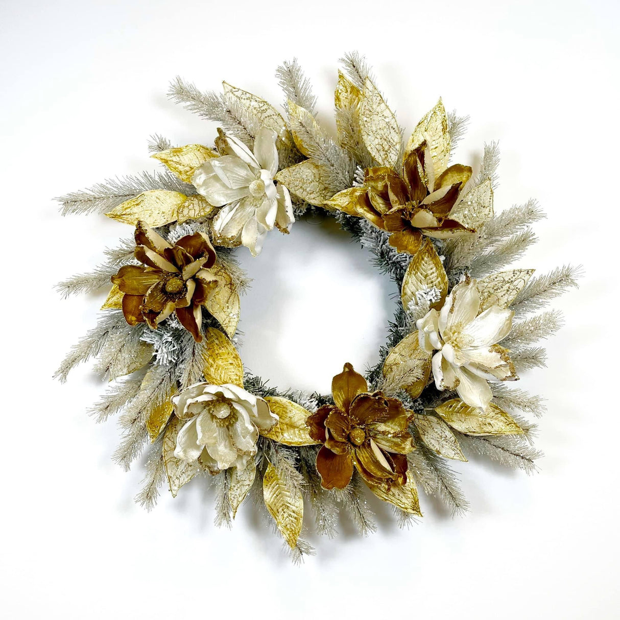 Gold Winter Magnolia Wreath TUTORIAL ONLY