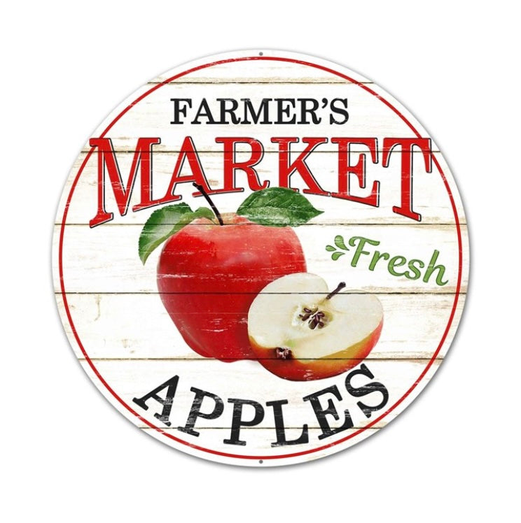 12"Dia Farmer's Market Fresh Apples Sign
