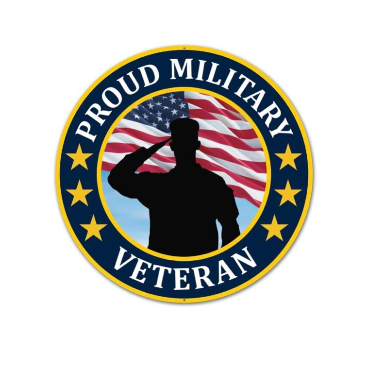 12"Dia Metal Proud Military Veteran