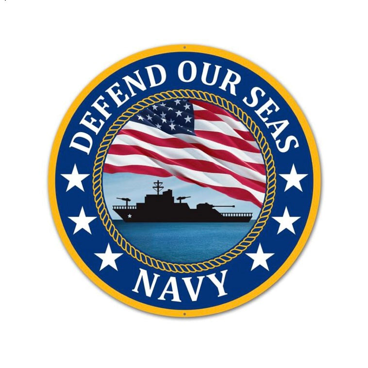 12"Dia Metal Defend Our Seas Navy