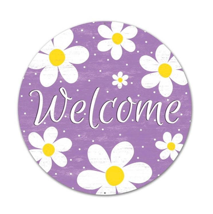 12"Dia Metal "Welcome" Daisy Sign
