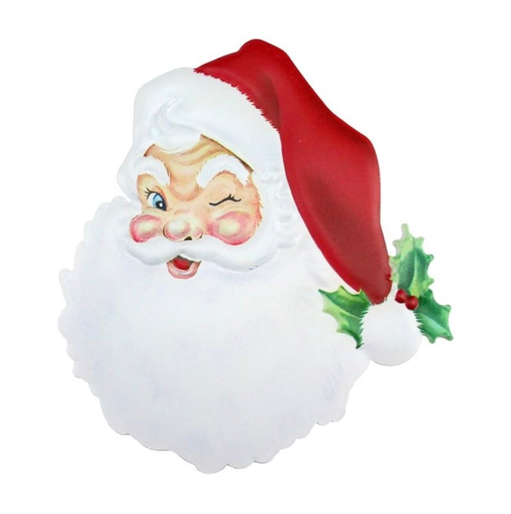 12"H x 11.75"L Metal Embossed Santa Face