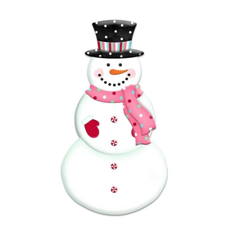 12"H x 6.5"L Embossed Snowman W/Scarf