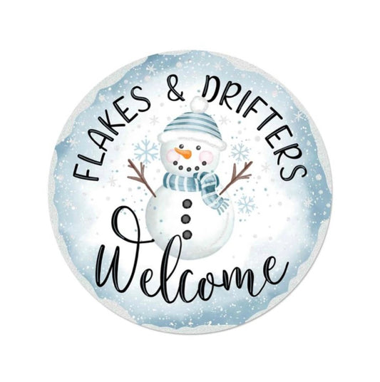 12"Dia Metal/Glitter Flakes Welcome Sign
