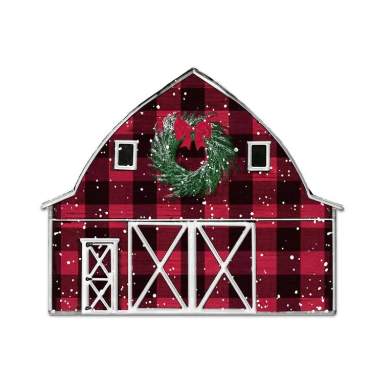 12"L x 9.75"H Metal/Embossed Winter Barn