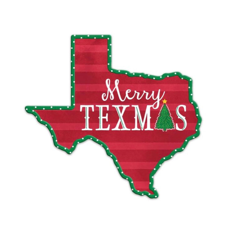 12.5"Lx11.5"H Metal Merry Texmas Texas