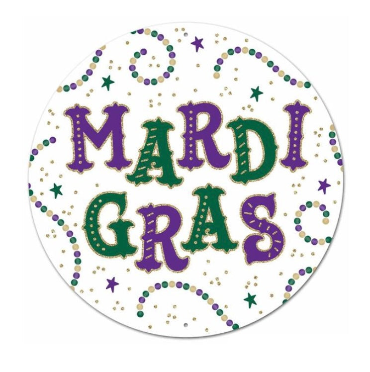 12"Dia Glitter Mardi Gras Sign