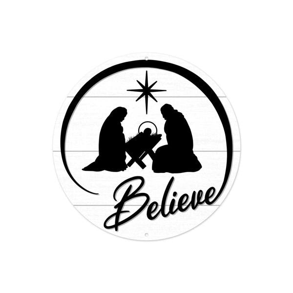 8"Dia Metal Believe W/Nativity Scene