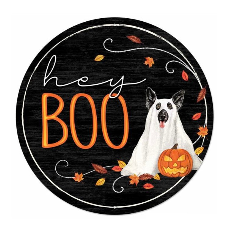 12"Dia Metal Hey Boo Sign