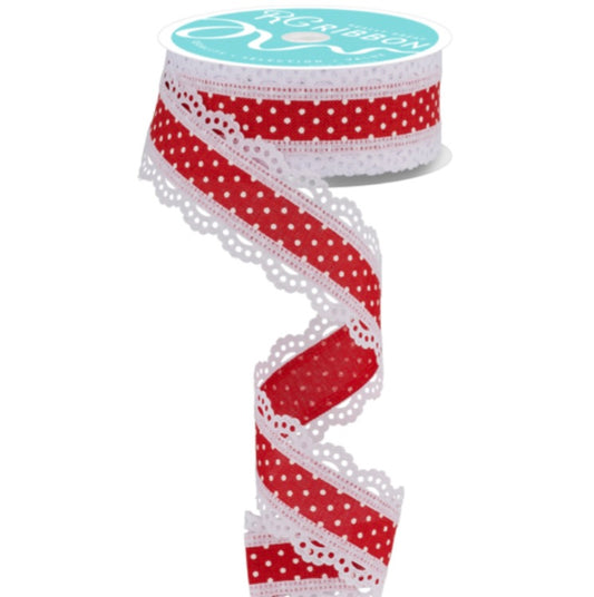 1.5" x 10yd Raised Swiss Dots W/Lace