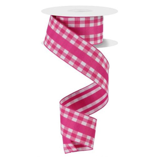 1.5" x 10yd Mini Gingham W/Center Stripe