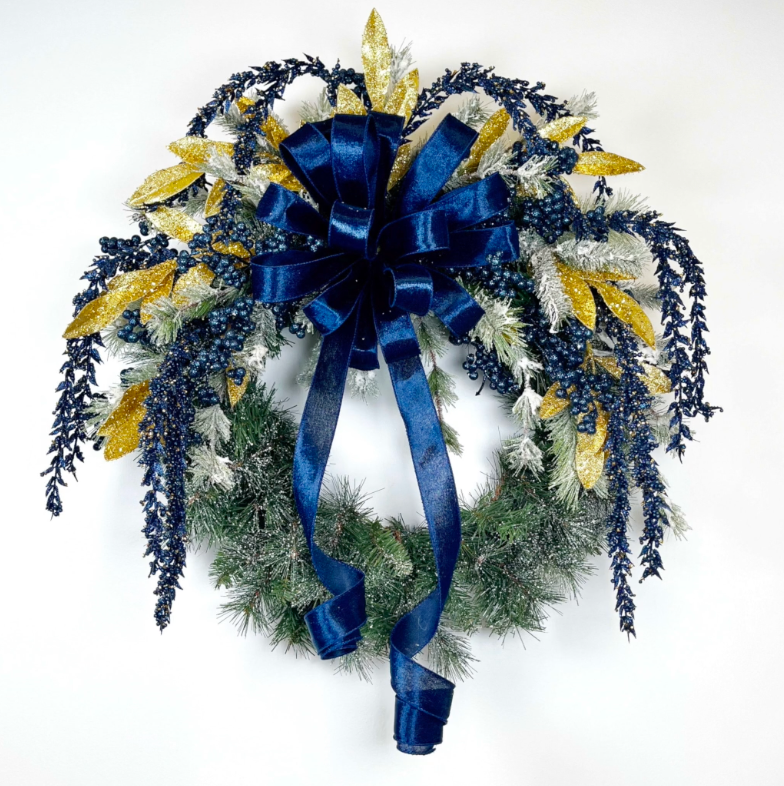 Blue and Gold Christmas Wreath TUTORIAL ONLY