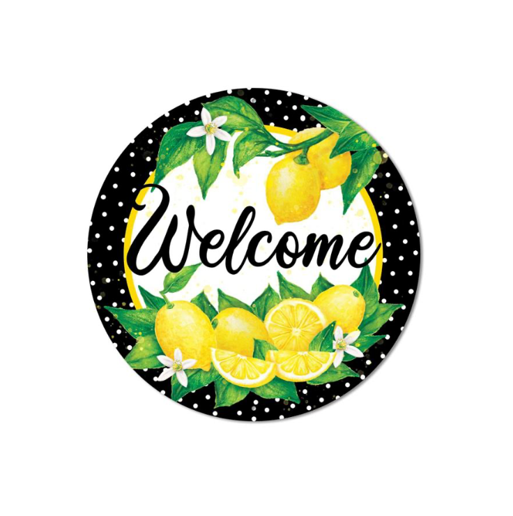12"Dia Welcome W/Lemons W/Dot Border