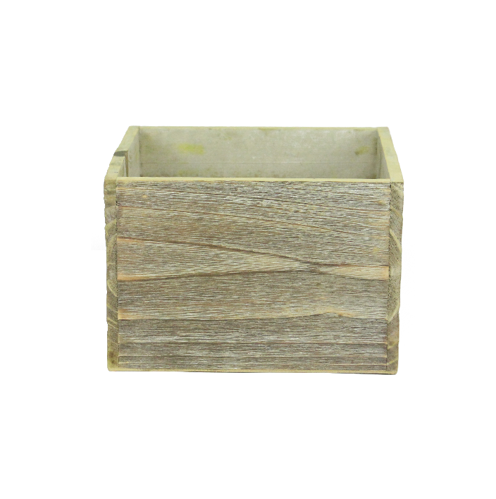 7.75"Sq X 5.25"H Wood Pot