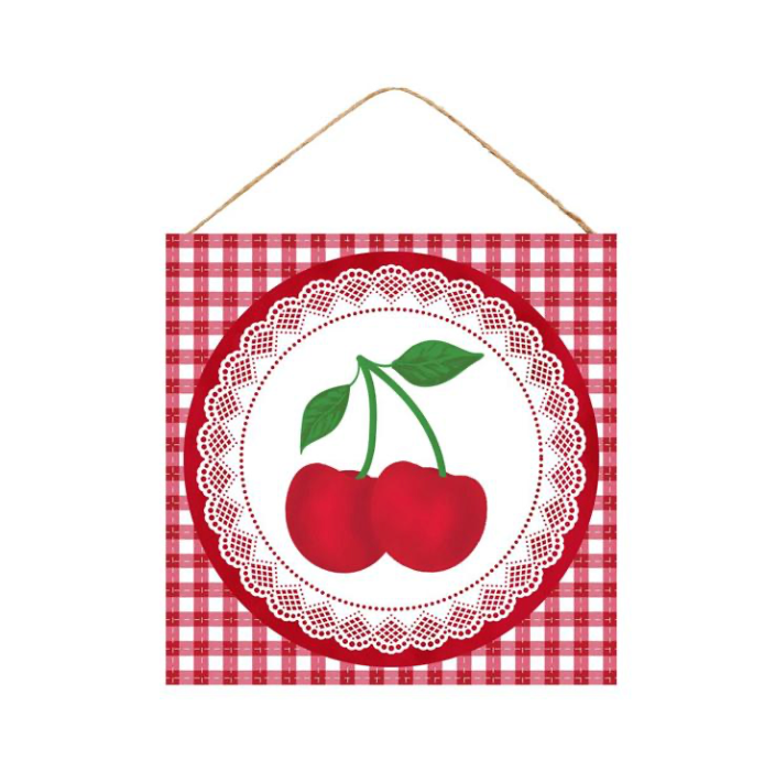 10"Sq Double Cherry/Lace Sign