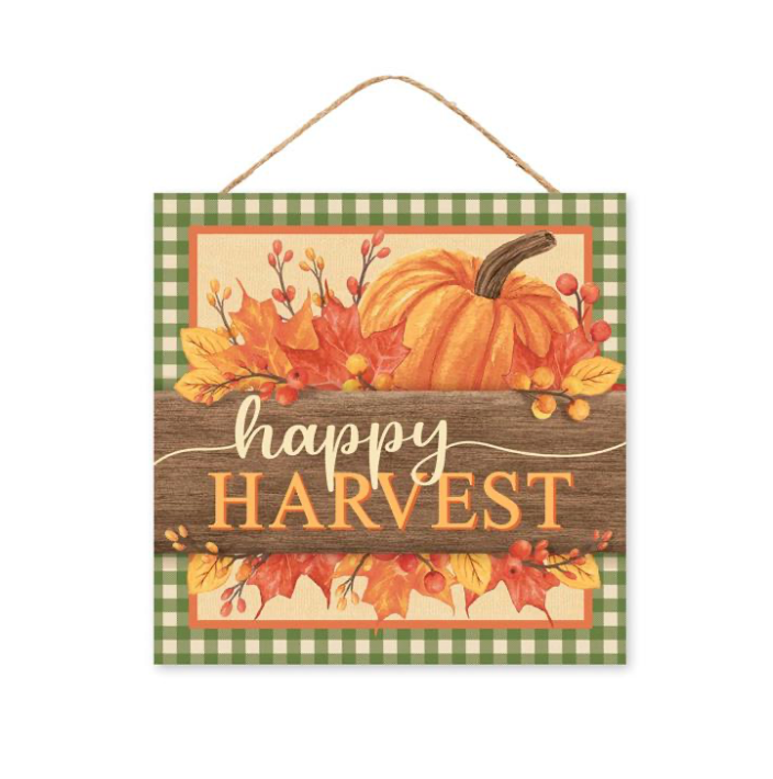 10"Sq Happy Harvest Sign