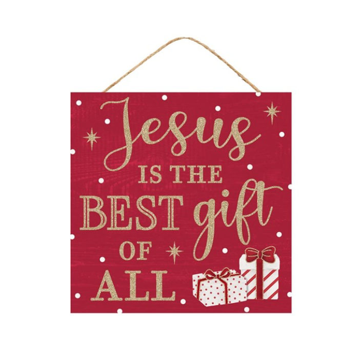 10"Sq Jesus Is The Best Gift Glitter Sign