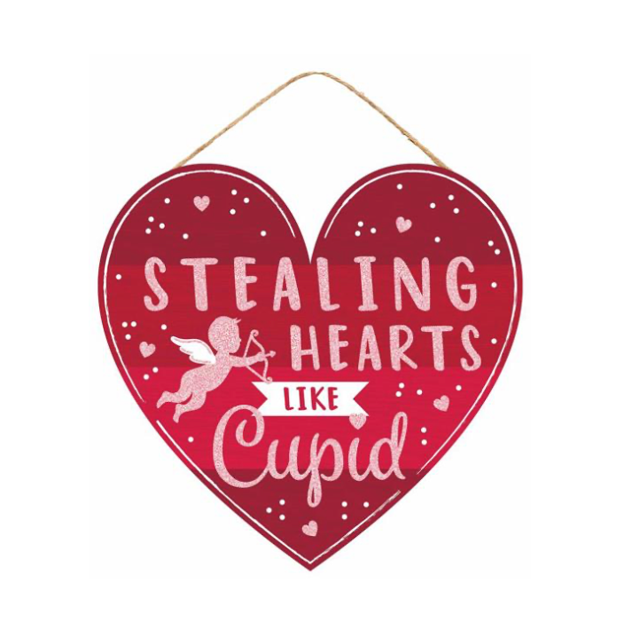 12"L X 11.5"H Stealing Hearts/Cupid Glitter