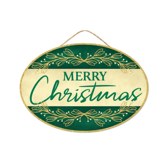 13"Lx9"H Merry Christmas Oval Sign