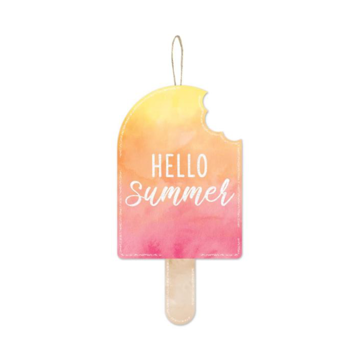 13.5"H X 7"L Hello Summer Popsicle Sign
