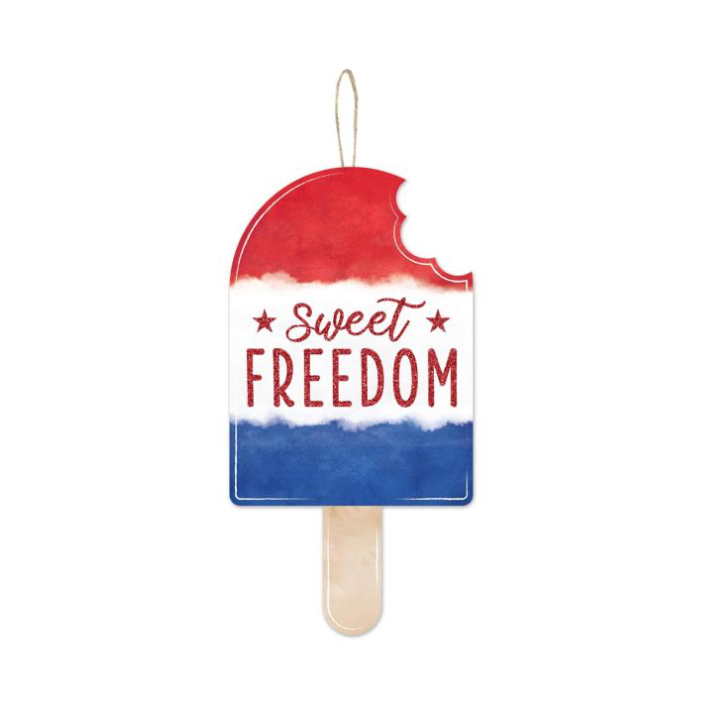 13.5"H X 7"L Sweet Freedom Popsicle Sign