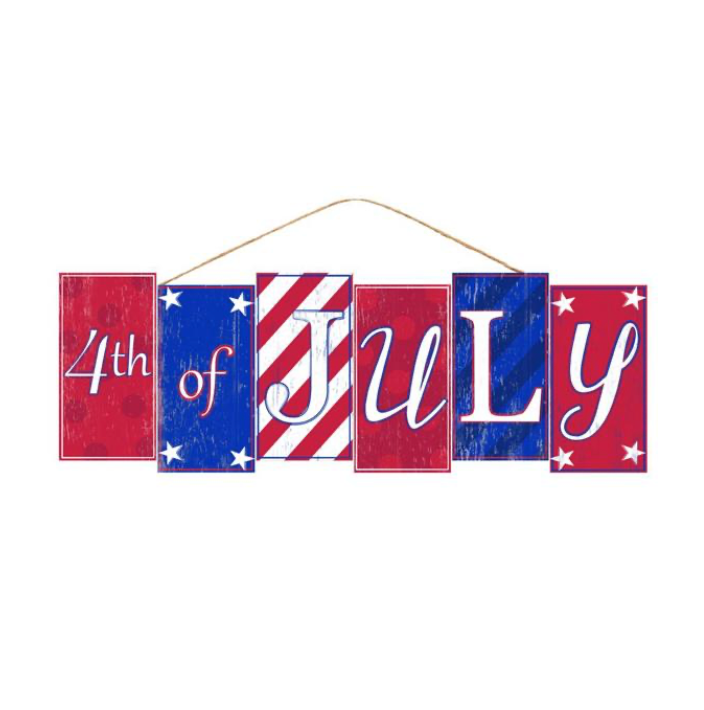 14"L x 4.75"H 4Th Of July Block Sign