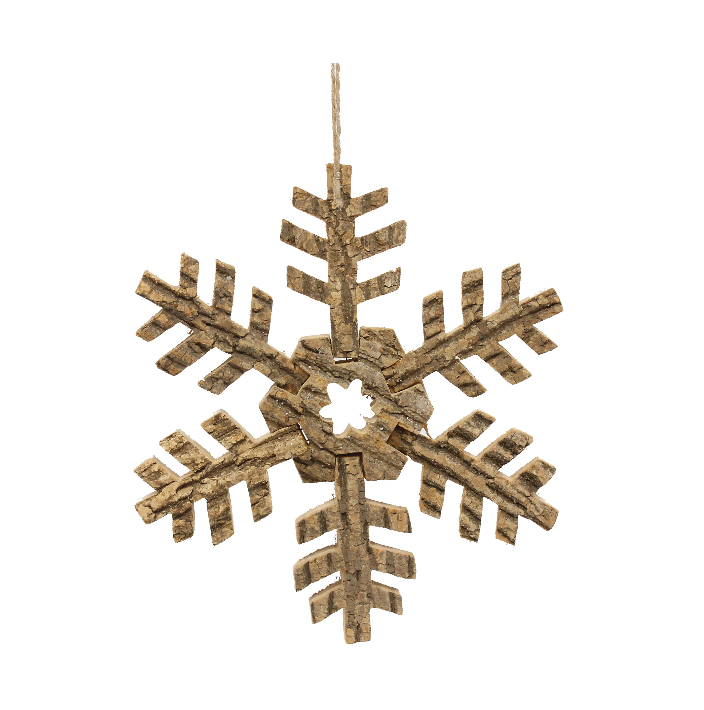 15"Dia Walnut Snowflake Ornament