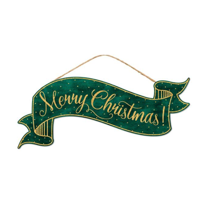 15"Lx6.25"H Merry Christmas Banner Sign