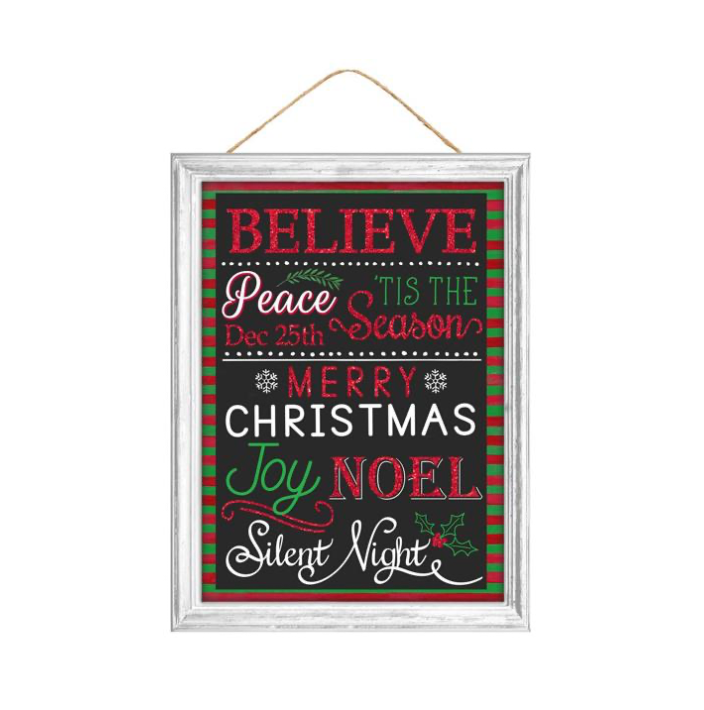 16"H X 12"L Glitter Christmas Words Sign