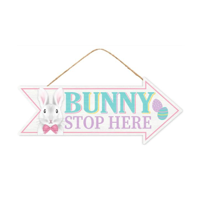 16"Lx6.5"H Bunny Stop Here Arrow Sign