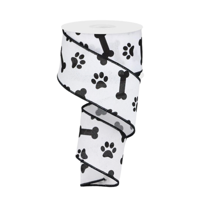 2.5" x 10yd Paw Print/Bones On Royal