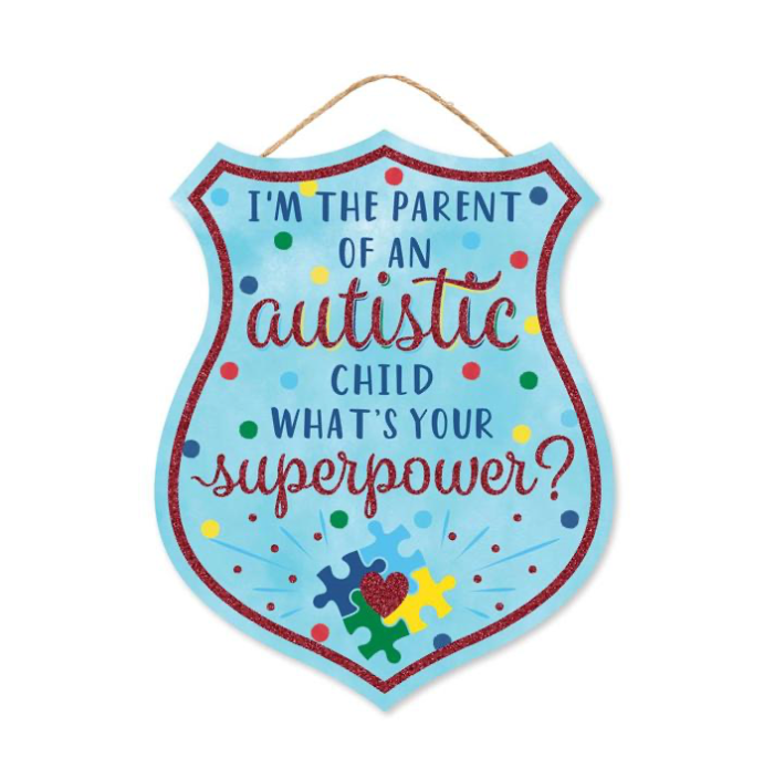 12"H x 9.5"L Parent/Autistic Child Badge