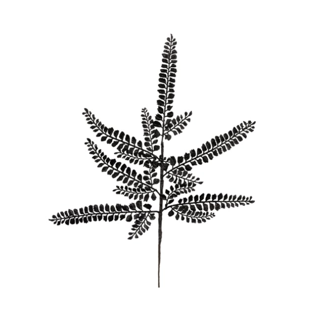 16"L Glitter Fern Spray (Black)