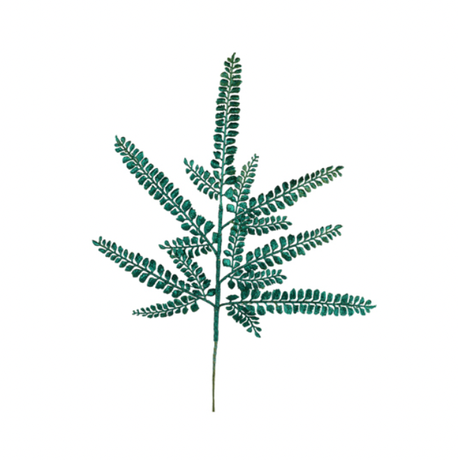 16"L Glitter Fern Spray (Hunter Green)