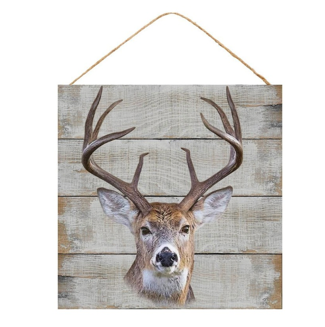 10"SQ Slat Wood Deer Sign