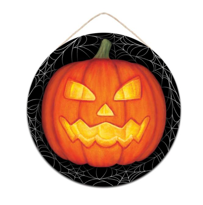 10.5"Dia Spooky Jack-O-Lantern Sign