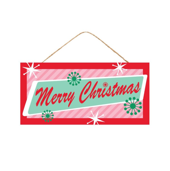 12.5"L x 6"H Retro Merry Christmas Sign