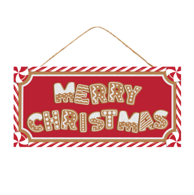 12.5"L Merry Christmas/Gingerbread Sign