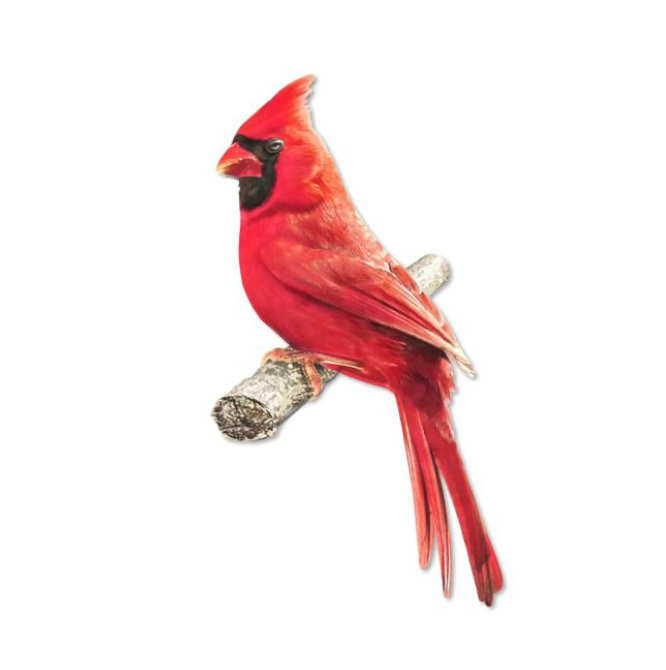 10.5"H Metal/Embossed Cardinal On Branch