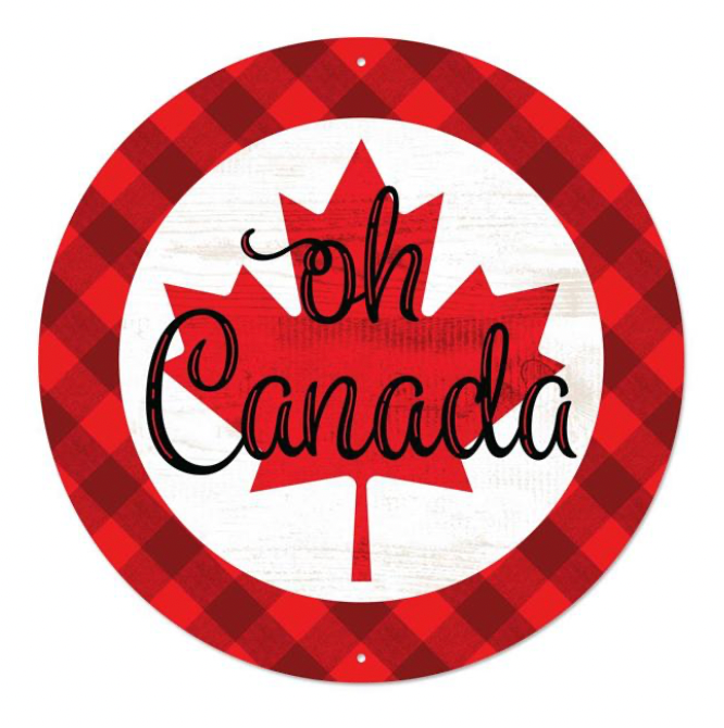 12"Dia Metal Oh Canada Sign