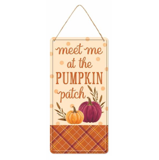 12"H Tin Meet Me At Pumpkin Patch Sign