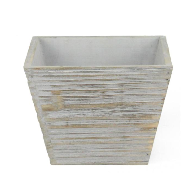 6"Sq Wood Tapered Pot