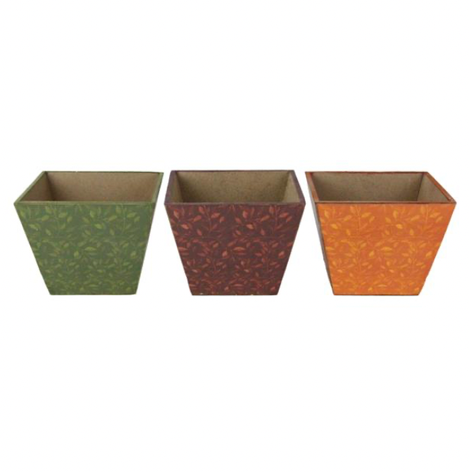 6"Sqx4.5"H Planter W/Fall Foliage Decals